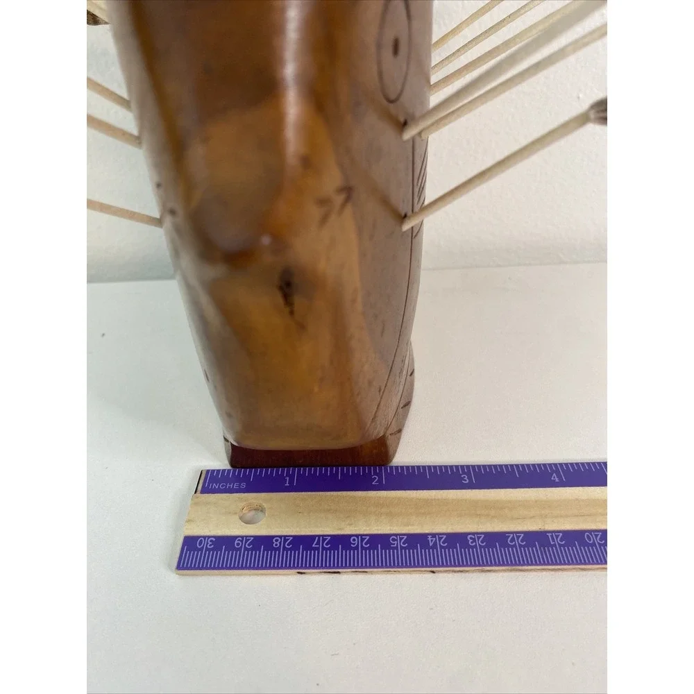 Large vintage wooden fish toothpick holder party server